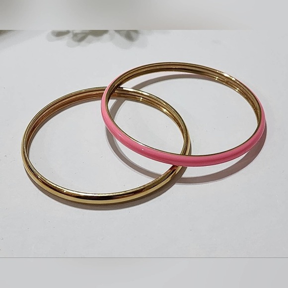 J. Crew pink and gold tone bangle bracelets lot bundle - Picture 4 of 6